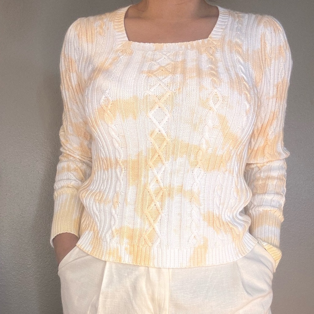 Caryn vallone cable knit tie dye sweater